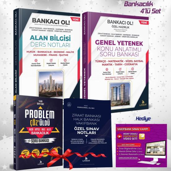 BANKACI OL 4 LÜ EFSANE SINAV SETİ - BANKACI OL ALAN BİLGİSİ VE GENEL YETENEK KONU ANLATIMLI SORU BANKASI + 2 HEDİYE