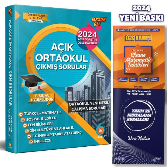 2024 Açık Ortaokul Çıkmış Sorular ve Özel Çalışma Soruları - Efsane Sınav Seti - 5.6.7.8. Sınıf Soru Bankası