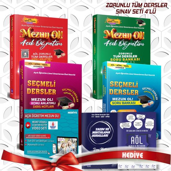 4’lü Ful Efsane AÖL Sınav Seti - Zorunlu ve Seçmeli Dersler Konu Anlatımlı Ders Notları ve Soru Bankası - Açık Öğretim Lisesi Sınavlarına Özel Hazırlık - Mezun OL